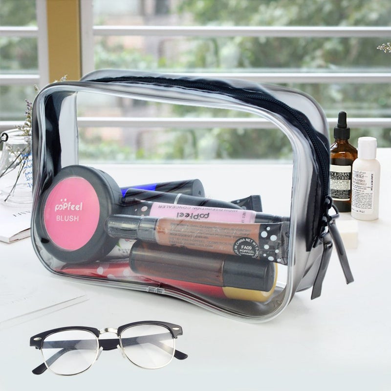 Wobe 5 Packs Clear Cosmetics Bag TSA Approved, PVC Zippered Toiletry Carry Pouch Portable Makeup Bag for Vacation Travel, Bathroom and Organizing Waterproof Makeup Bag Vinyl Plastic Organizer Case - Image 3